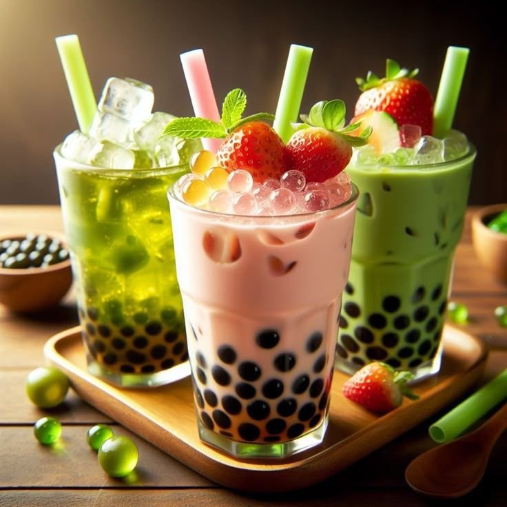 Brown sugar boba milk tea in a clear cup